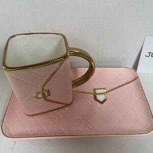 NEW Pink Gold Purse Cup & Plate, PINK Mom day Gift Purse plate